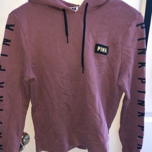 PINK mauve slightly cropped hoodie